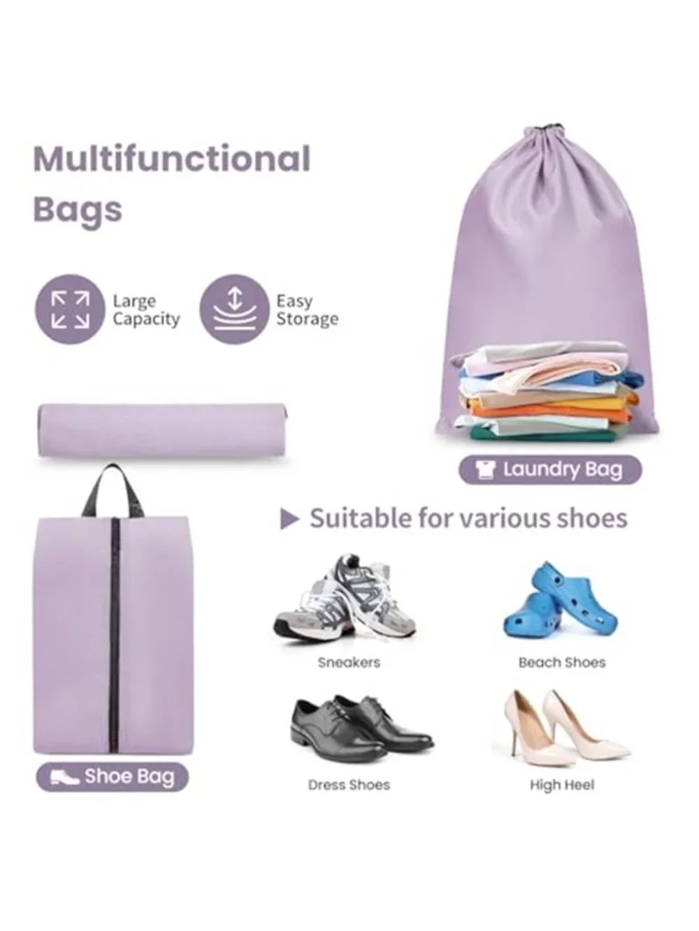 Travel Packing Cubes Set Luggage Organizer Mesh Storage Bags Shoe Makeup Bag
